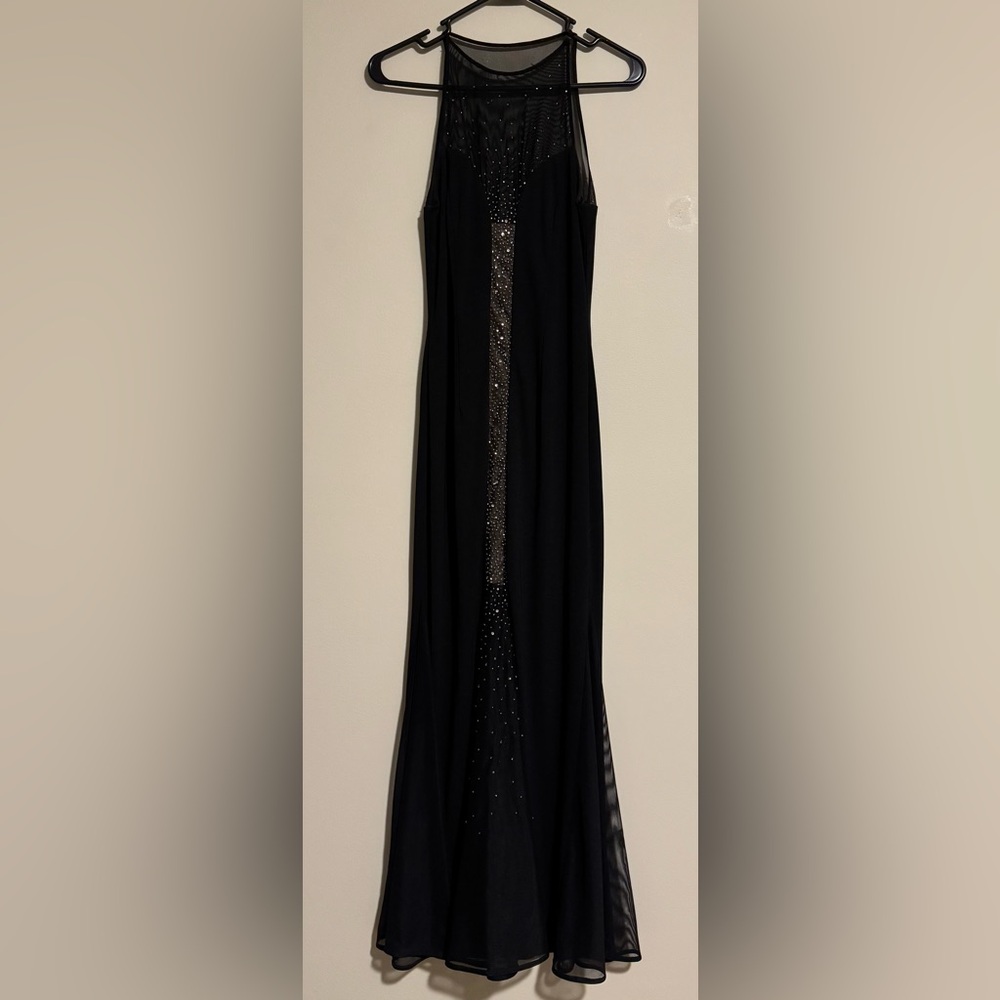 EUC Niki Lavis Vintage Black Mesh Embellished Formal Dress size small